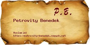 Petrovity Benedek névjegykártya